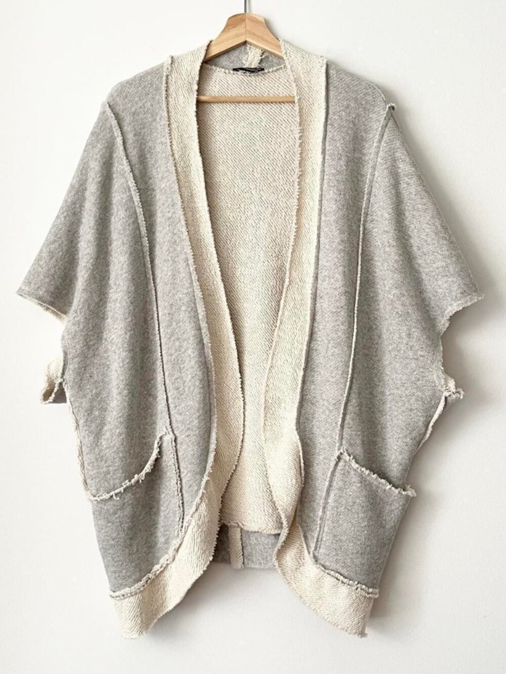 Drew Women's Oversized Sweatshirt Cardigan OS Gray 100% Cotton USA Lagenlook